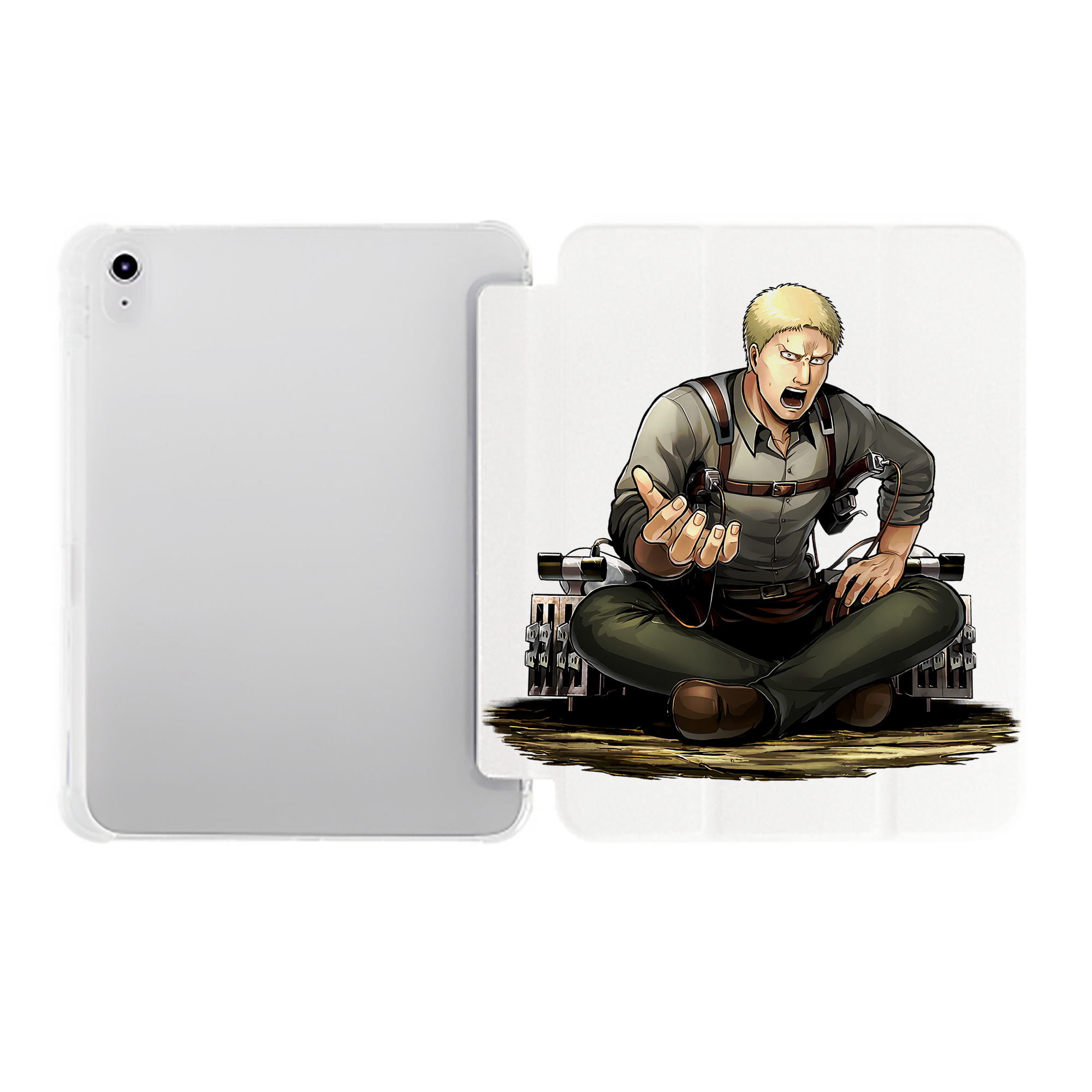 （画像用） 進撃の巨人 ライナー・ブラウン Attack on Titan Reiner Braun IPad ケース ペン収納付き 三つ折りスタンド PUレザー×シリコン 対応機種9.5/10.5/10.9インチ